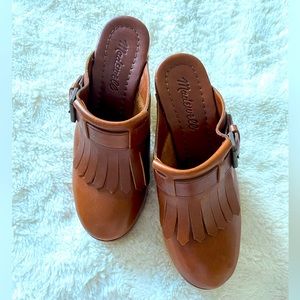 Madewell Fringe Heeled Clogs Size 6